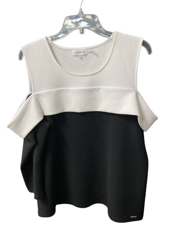 Top 3 4 Sleeve By Calvin Klein In Black & White, Size: Xl Discount