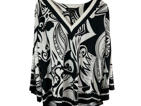 Top 3 4 Sleeve By Ashley Stewart In Black & White, Size: 1x Online Sale