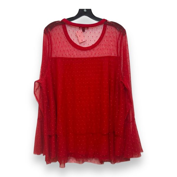 Top Long Sleeve By Lane Bryant In Red, Size: 22 24 Online