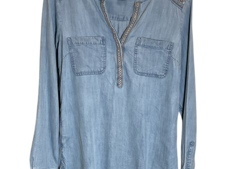 Tunic Long Sleeve By Eddie Bauer In Blue Denim, Size: S on Sale