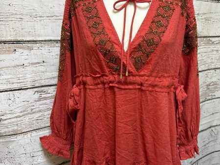 Tunic Long Sleeve By Free People In Orange, Size: S For Discount