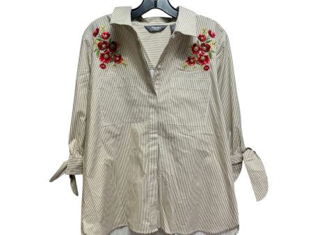 Floral Embroidered Top 3 4 Sleeve By Clothes Mentor In Striped Pattern, Size: M Hot on Sale