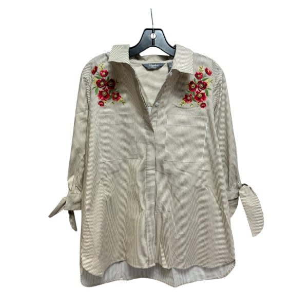 Floral Embroidered Top 3 4 Sleeve By Clothes Mentor In Striped Pattern, Size: M Hot on Sale