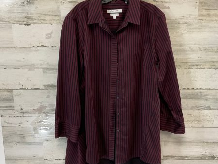 Tunic 3 4 Sleeve By Foxcroft In Black & Red, Size: Xl For Discount