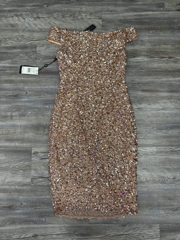 Dress Party Midi By Adrianna Papell In Rose Gold, Size: 2 For Discount