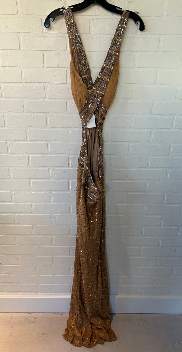 Dress Party Long By Adrianna Papell In Gold, Size: L For Cheap