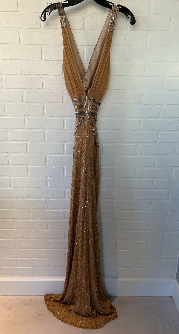 Dress Party Long By Adrianna Papell In Gold, Size: L For Cheap