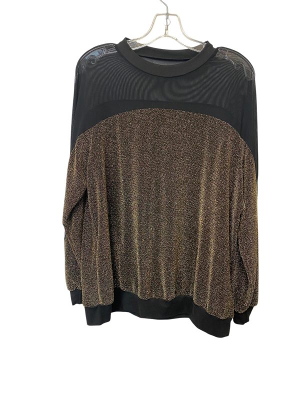 Top Long Sleeve By Shein In Black & Gold, Size: 1x Online Hot Sale