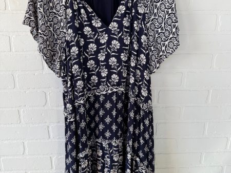 Dress Casual Short By Anthropologie In Blue & Cream, Size: 1x For Cheap