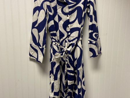 Dress Casual Midi By Zara In Blue & White, Size: M Online