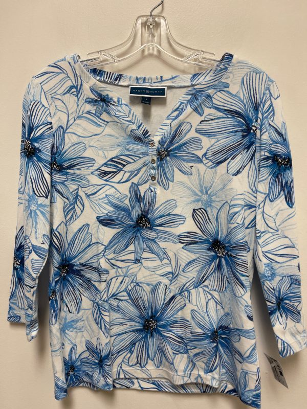 Top 3 4 Sleeve By Karen Scott In Floral Print, Size: S For Discount