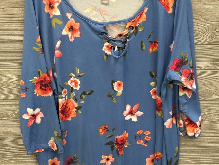 Top 3 4 Sleeve By Falls Creek In Blue, Size: 2x Online Hot Sale